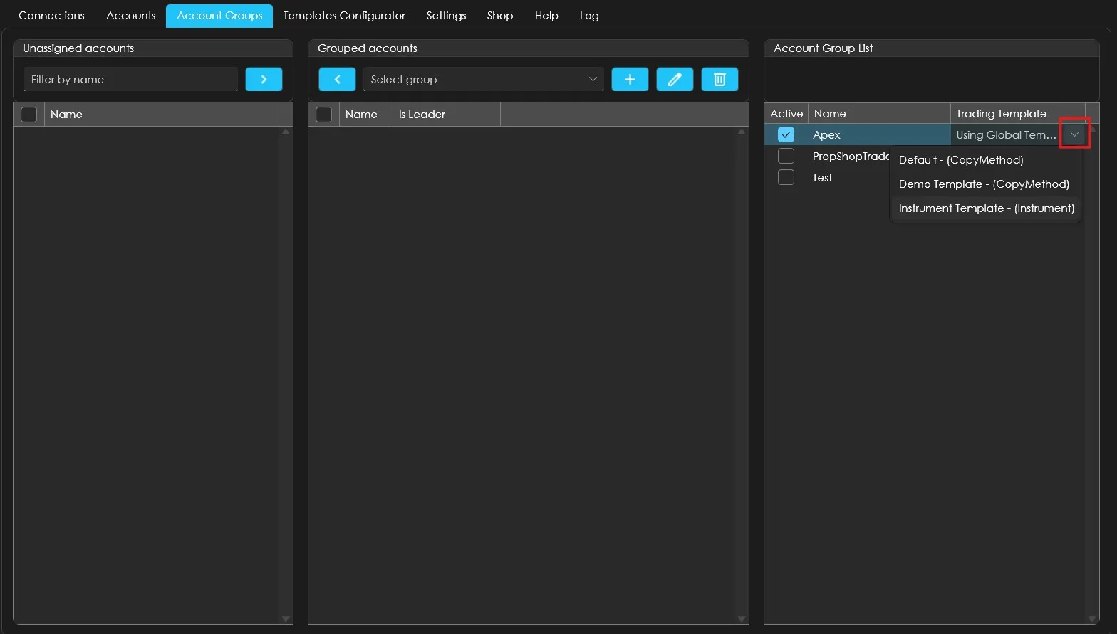 Instrument Template To Group